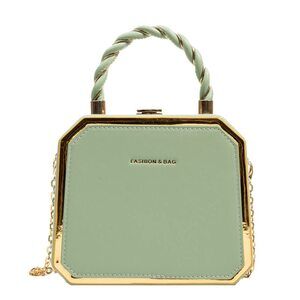 7215 PU Leather Small Square Box Clutch Top Handle Crossbody Shoulder Purse